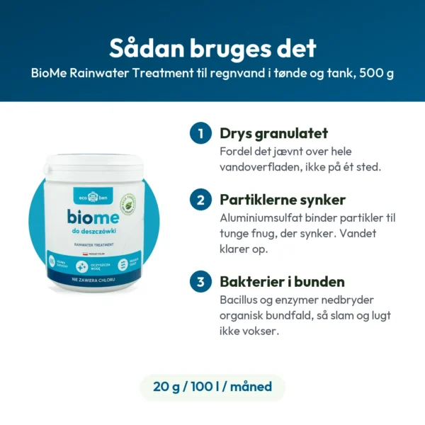 BioMe Rainwater Treatment til regnvand i tønde og tank, 500 g