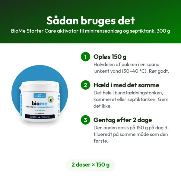 BioMe Starter Care aktivator til minirenseanlæg og septiktank, 300 g