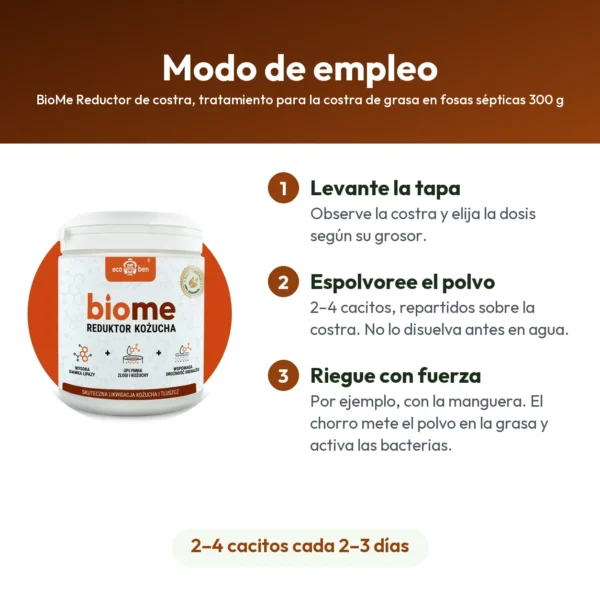 BioMe Reductor de costra, tratamiento para la costra de grasa en fosas sépticas 300 g
