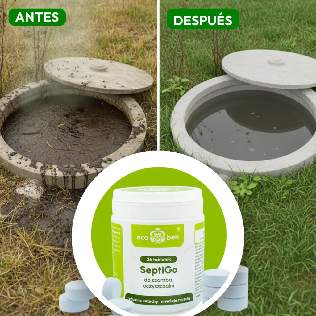 Antes y después: Tabletas SeptiGo para fosas sépticas y depuradoras