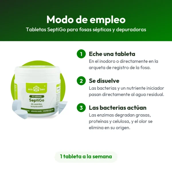Tabletas SeptiGo para fosas sépticas y depuradoras