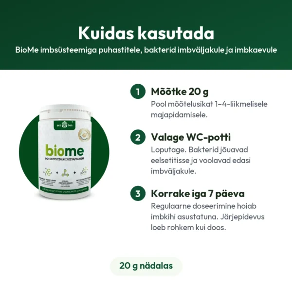 BioMe imbsüsteemiga puhastitele, bakterid imbväljakule ja imbkaevule