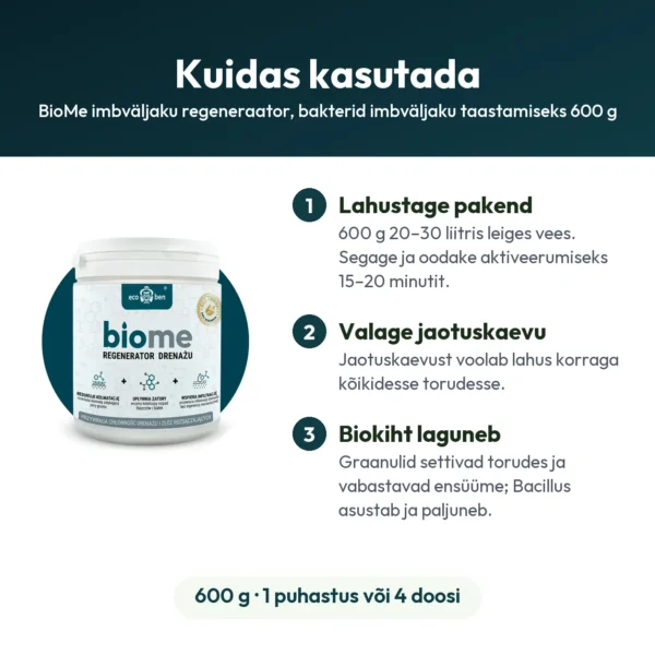 BioMe imbväljaku regeneraator, bakterid imbväljaku taastamiseks 600 g