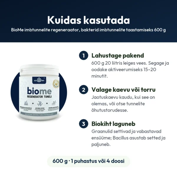 BioMe imbtunnelite regeneraator, bakterid imbtunnelite taastamiseks 600 g