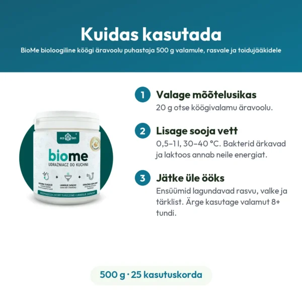BioMe bioloogiline köögi äravoolu puhastaja 500 g valamule, rasvale ja toidujääkidele