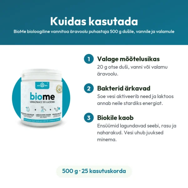 BioMe bioloogiline vannitoa äravoolu puhastaja 500 g dušile, vannile ja valamule