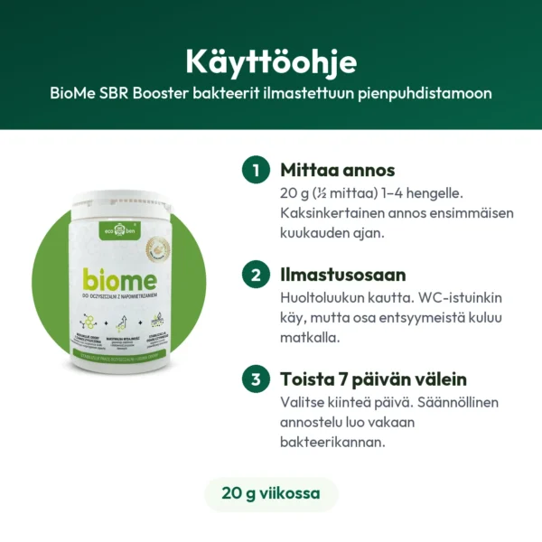 BioMe SBR Booster bakteerit ilmastettuun pienpuhdistamoon