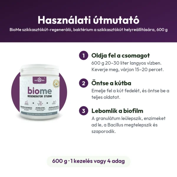 BioMe szikkasztókút-regeneráló, baktérium a szikkasztókút helyreállítására, 600 g