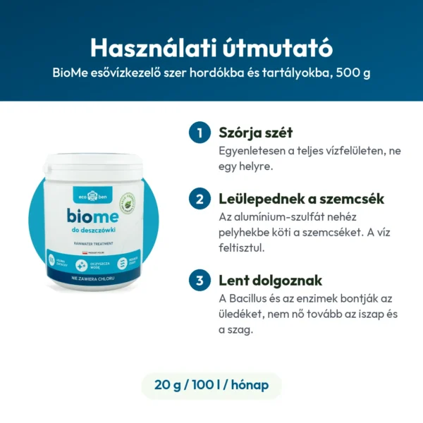 BioMe esővízkezelő szer hordókba és tartályokba, 500 g