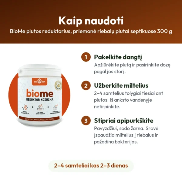 BioMe plutos reduktorius, priemonė riebalų plutai septikuose 300 g