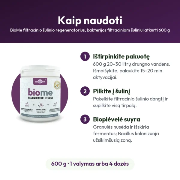 BioMe filtracinio šulinio regeneratorius, bakterijos filtraciniam šuliniui atkurti 600 g