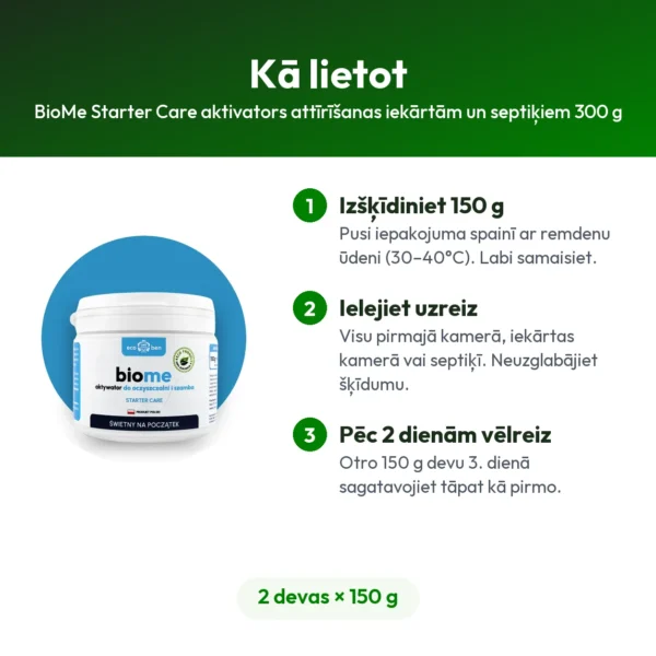 BioMe Starter Care aktivators attīrīšanas iekārtām un septiķiem 300 g