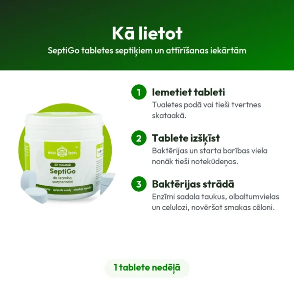 SeptiGo tabletes septiķiem un attīrīšanas iekārtām