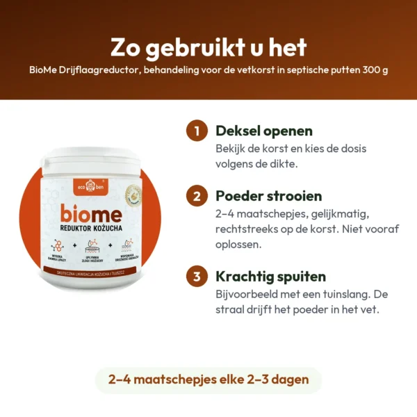 BioMe Drijflaagreductor, behandeling voor de vetkorst in septische putten 300 g