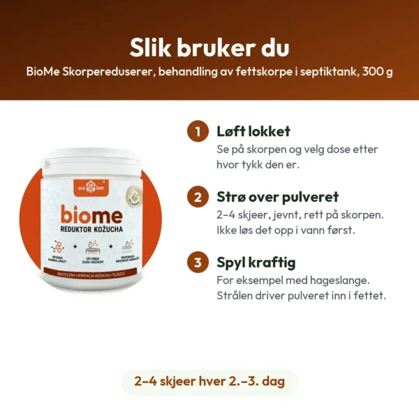 BioMe Skorpereduserer, behandling av fettskorpe i septiktank, 300 g