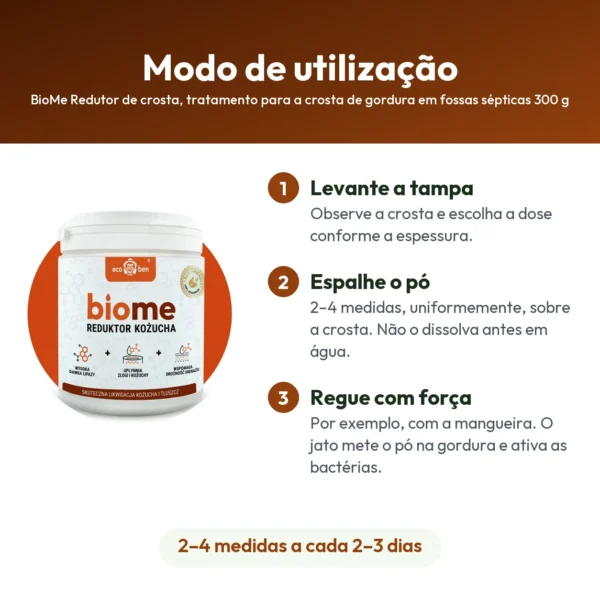 BioMe Redutor de crosta, tratamento para a crosta de gordura em fossas sépticas 300 g