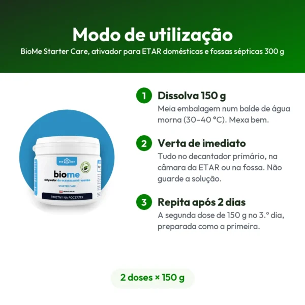 BioMe Starter Care, ativador para ETAR domésticas e fossas sépticas 300 g