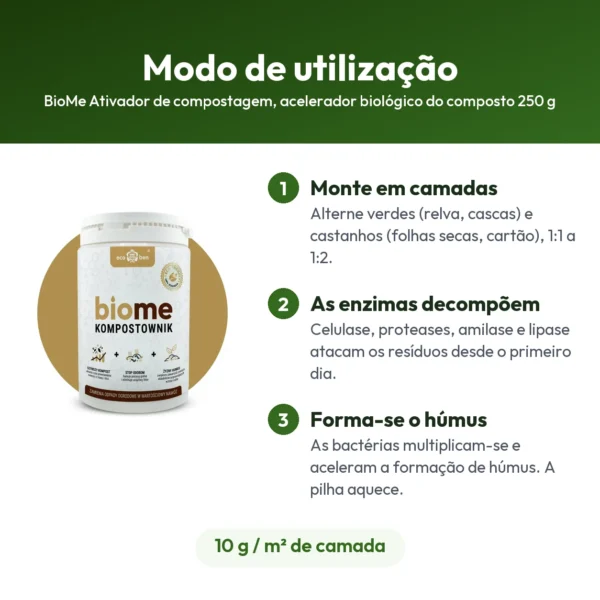 BioMe Ativador de compostagem, acelerador biológico do composto 250 g
