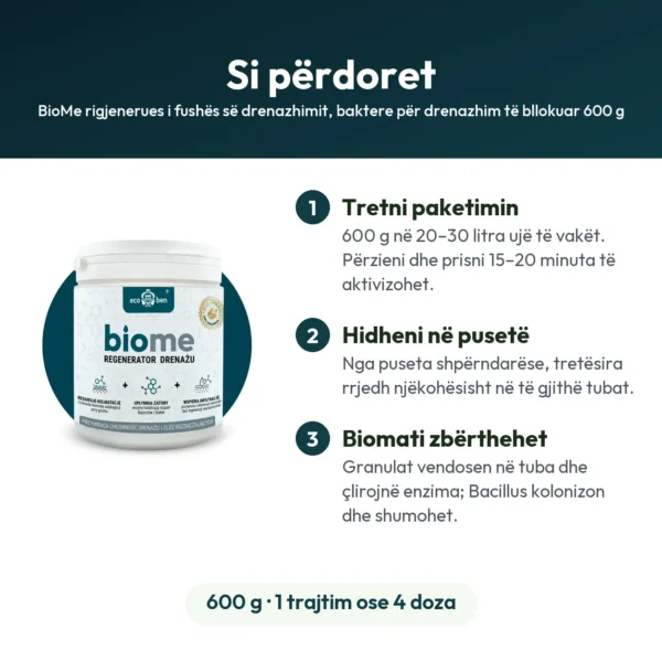 BioMe rigjenerues i fushës së drenazhimit, baktere për drenazhim të bllokuar 600 g