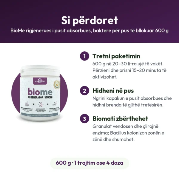BioMe rigjenerues i pusit absorbues, baktere për pus të bllokuar 600 g