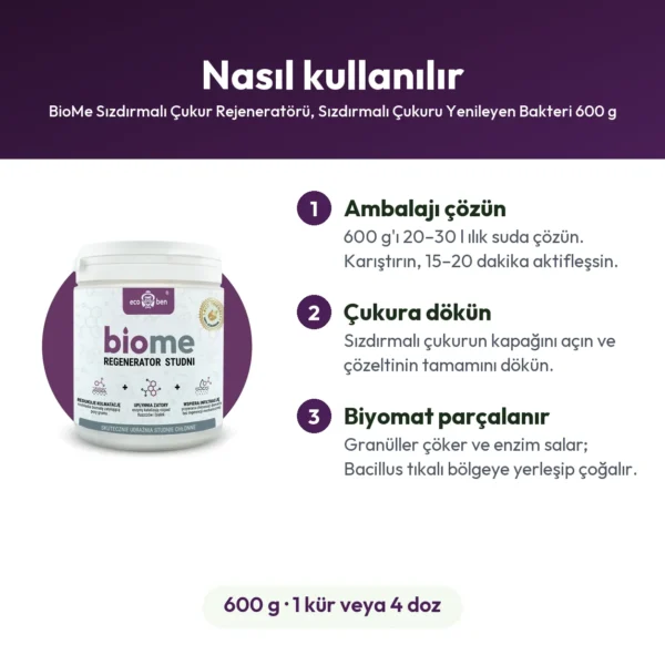 BioMe Sızdırmalı Çukur Rejeneratörü, Sızdırmalı Çukuru Yenileyen Bakteri 600 g