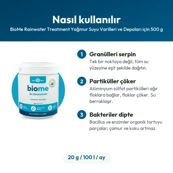 BioMe Rainwater Treatment Yağmur Suyu Varilleri ve Depoları için 500 g