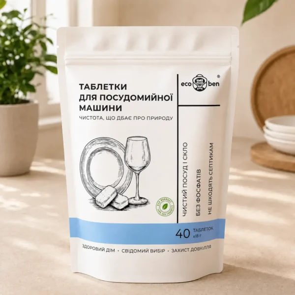 Таблетки для посудомийної машини EcoBen без фосфатів, 40 шт.
